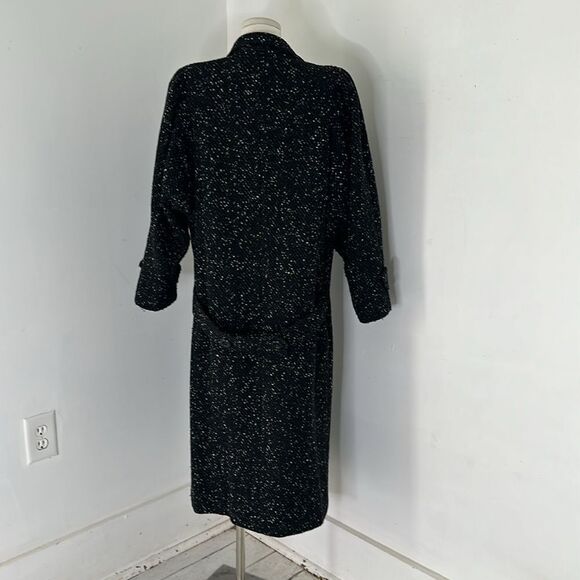 Vintage 50s Mod Academia Preppy Black Nubby Tweed Peacoat - Picture 5 of 7